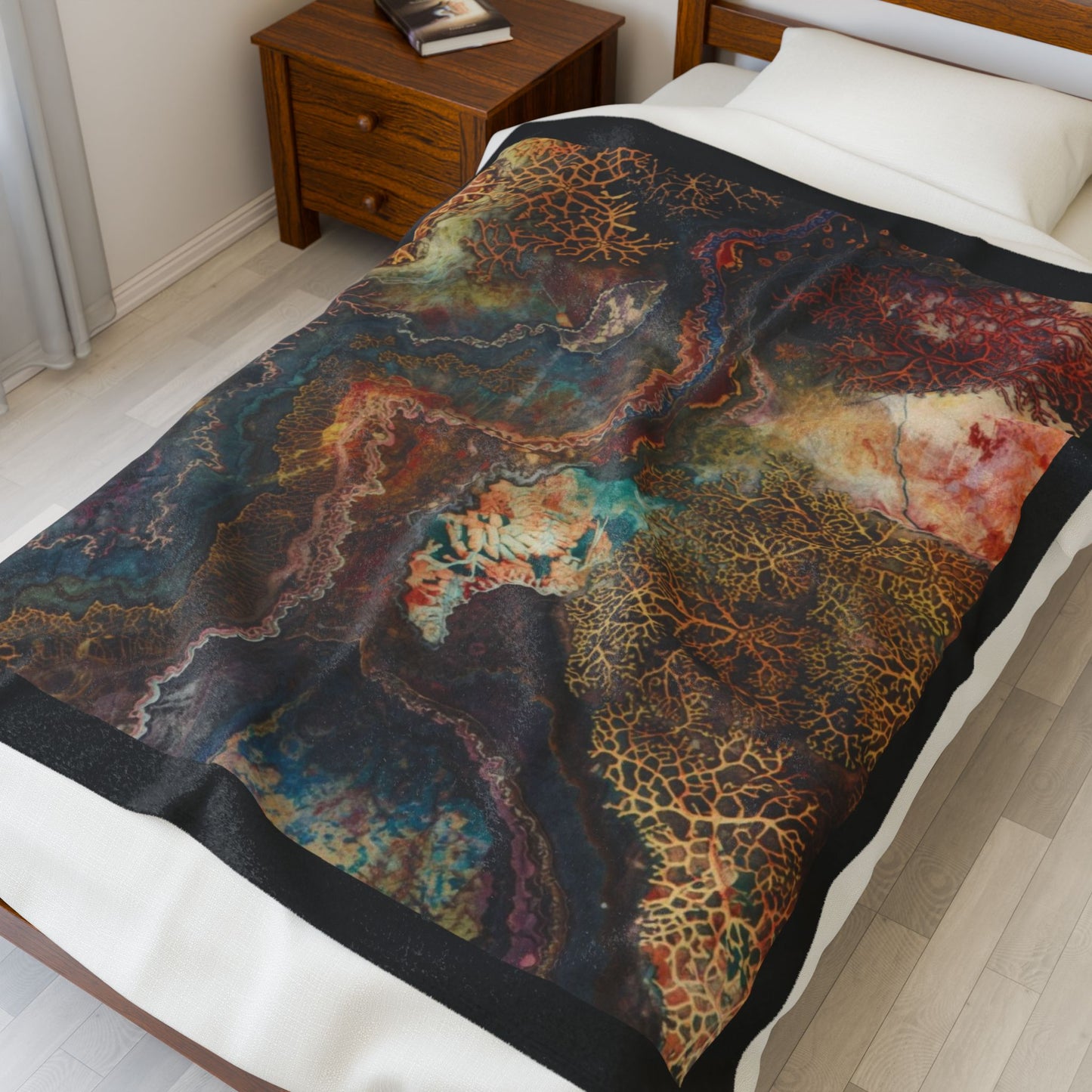 Veins of the Forest | Mycelium-Inspired Art Blanket Velveteen Plush Blanket