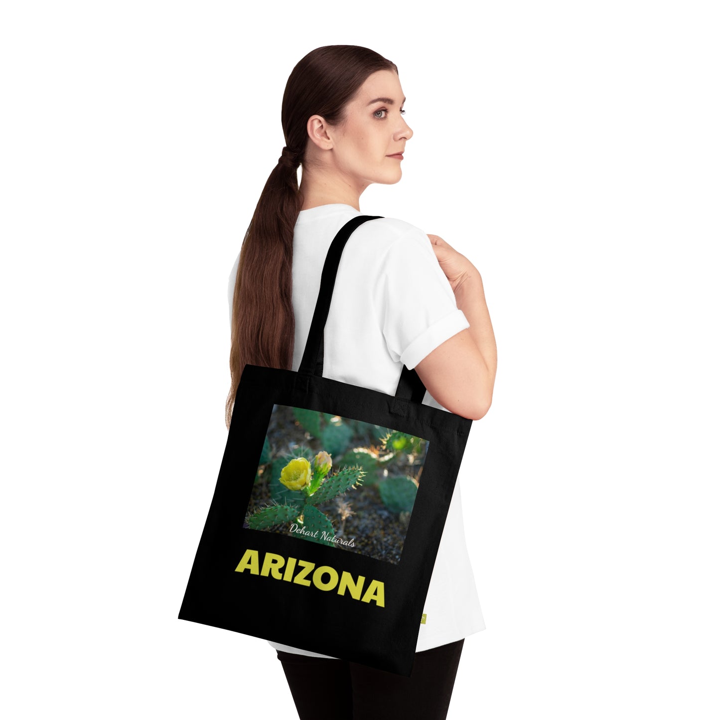 Arizona Prickly Pear Heart Organic Cotton Tote Bag - Eco-Friendly Shopping & Travel