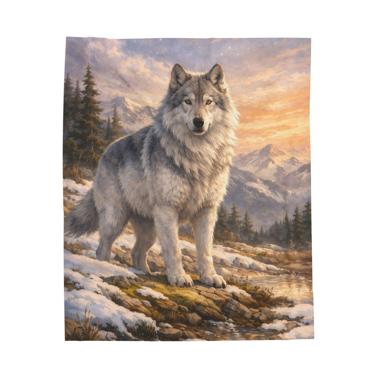Winter Wolf- The Guardian Velveteen Plush Blanket