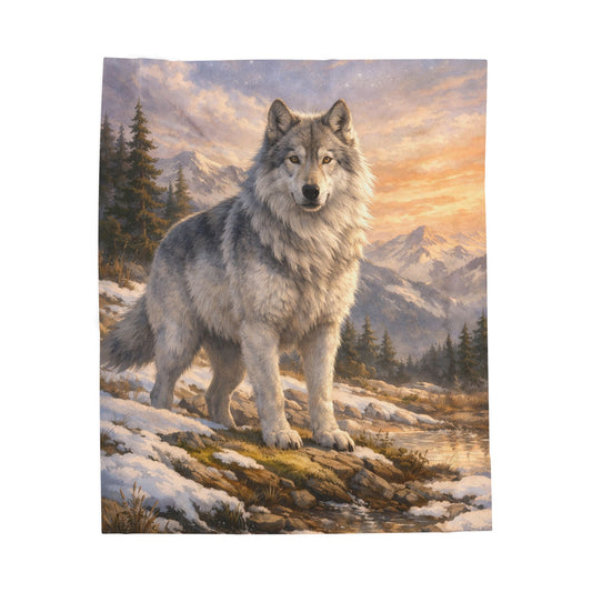 Winter Wolf- The Guardian Velveteen Plush Blanket