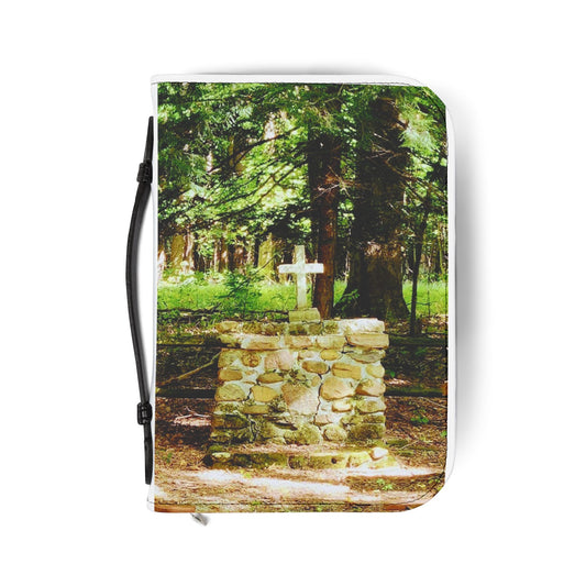 Bible Cover - Whispering Woodland Cross Stone Zippered Bible Case