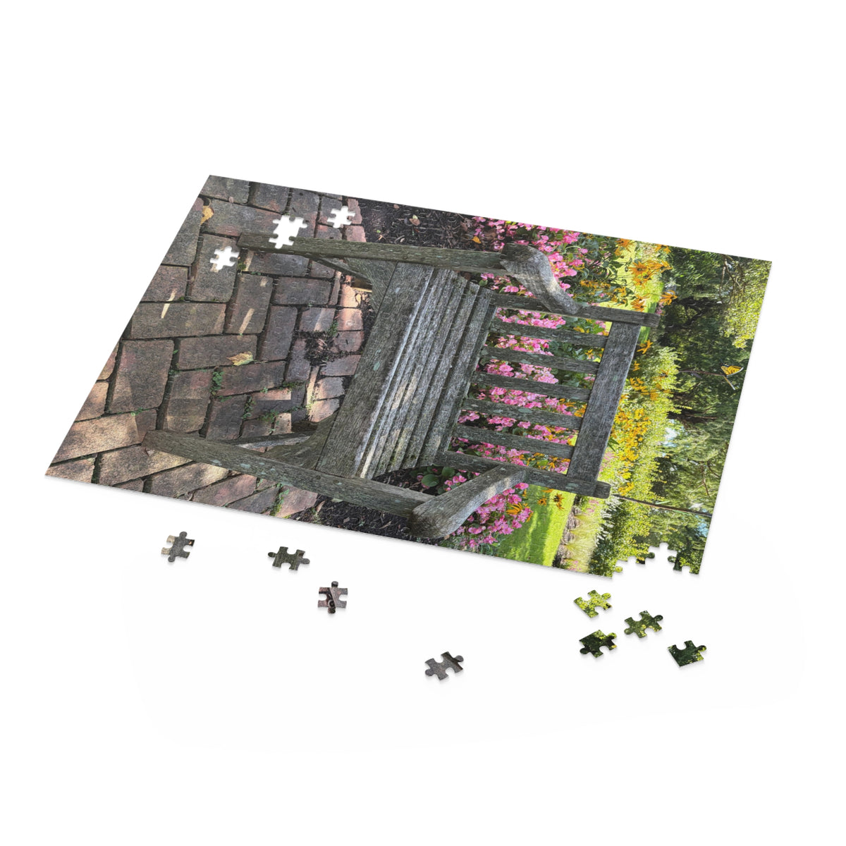 "A Place to Stay Awhile" Photo Puzzle — Tranquil Floral Park 500-Piece Jigsaw