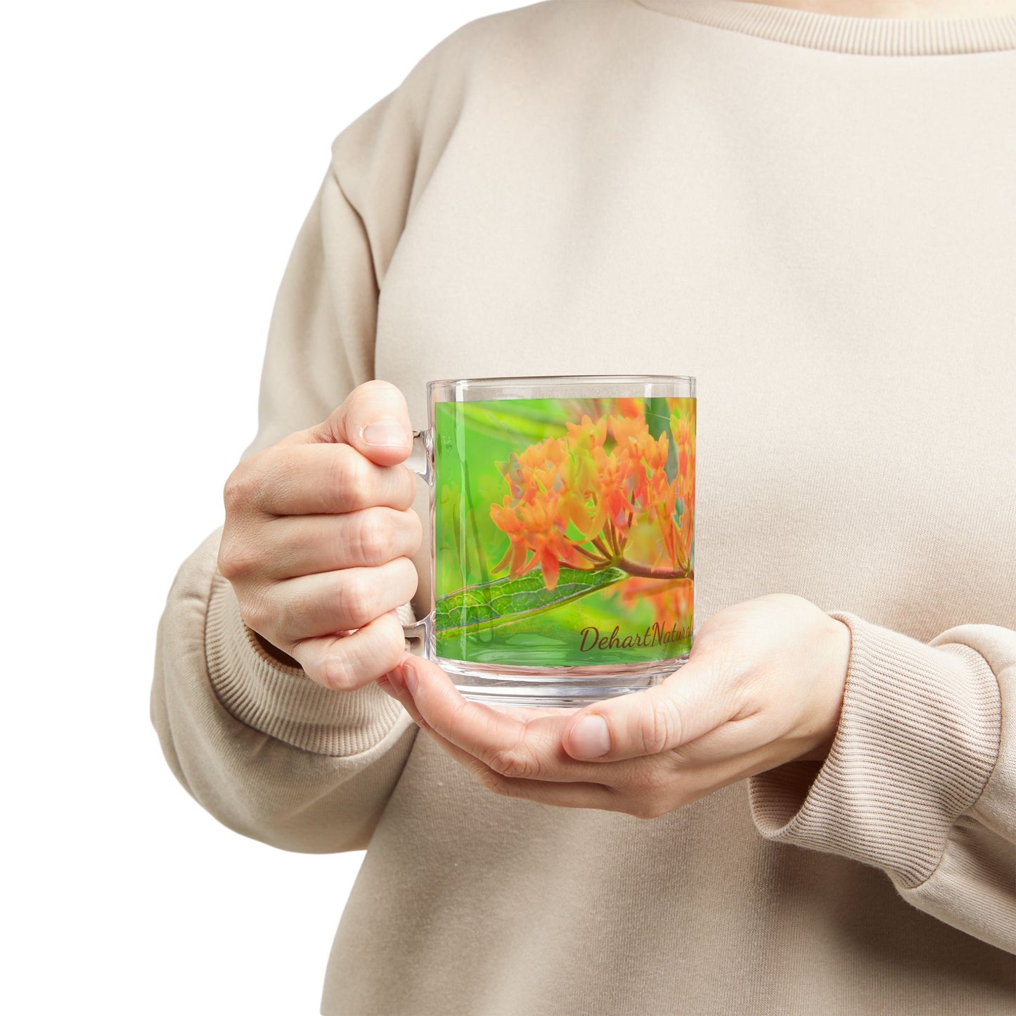 Butterfly Milkweed Glass Mug- In Bloom Collection - 10oz