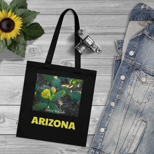 Arizona Prickly Pear Heart Organic Cotton Tote Bag - Eco-Friendly Shopping & Travel