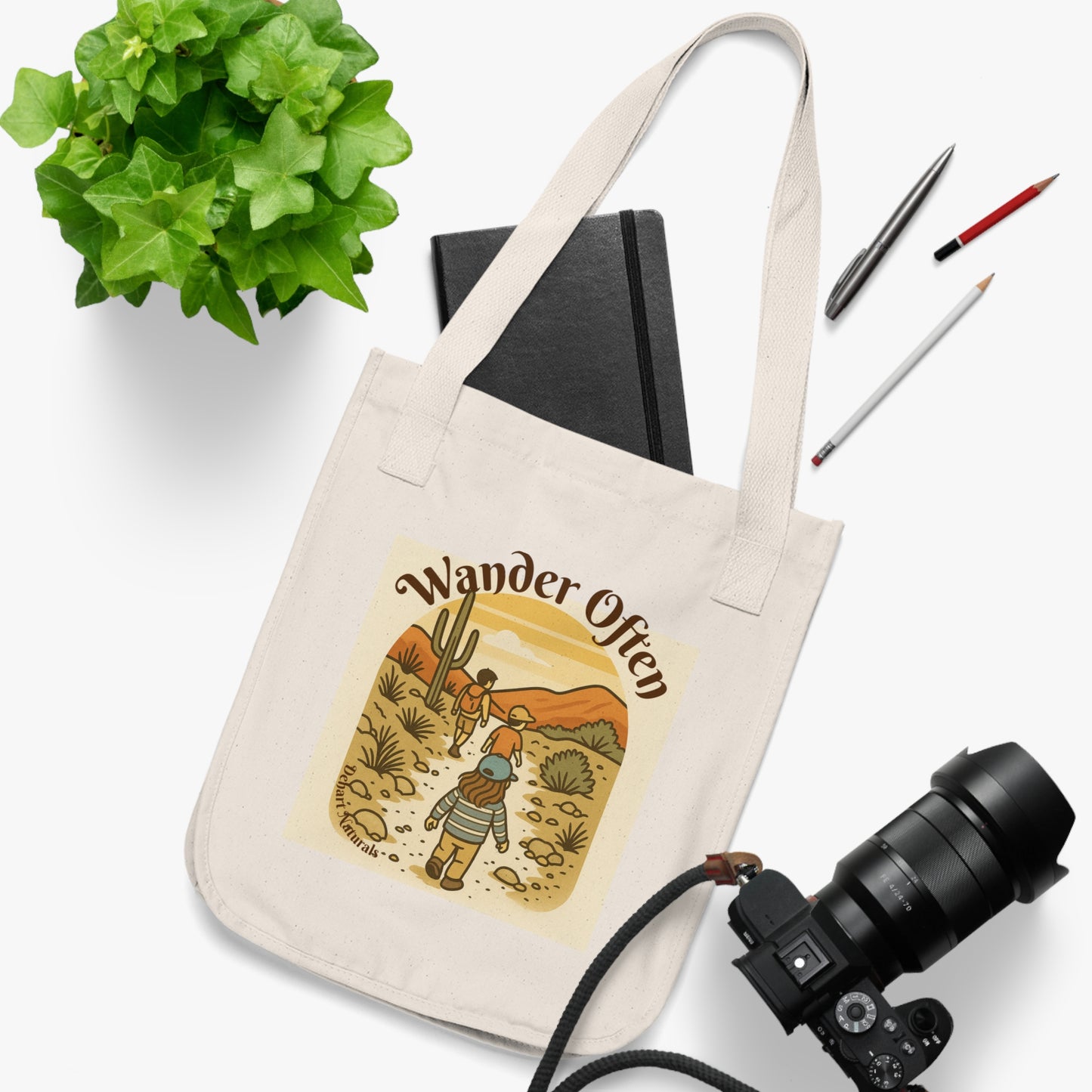 Wander Often Organic Canvas Tote Bag - Wander Often, Eco-Friendly Shopping Bag, Beach Tote, Travel Essentials, Gift for Adventurers