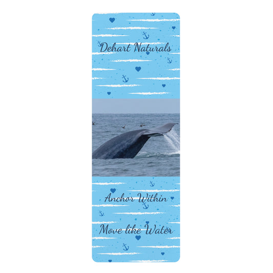 Dehart Naturals Blue Whale Tail Rubber Yoga Mat - Anchor Within, Move Like Water, Beach Yoga Accessories, Gift for Yogis, Ocean Lovers