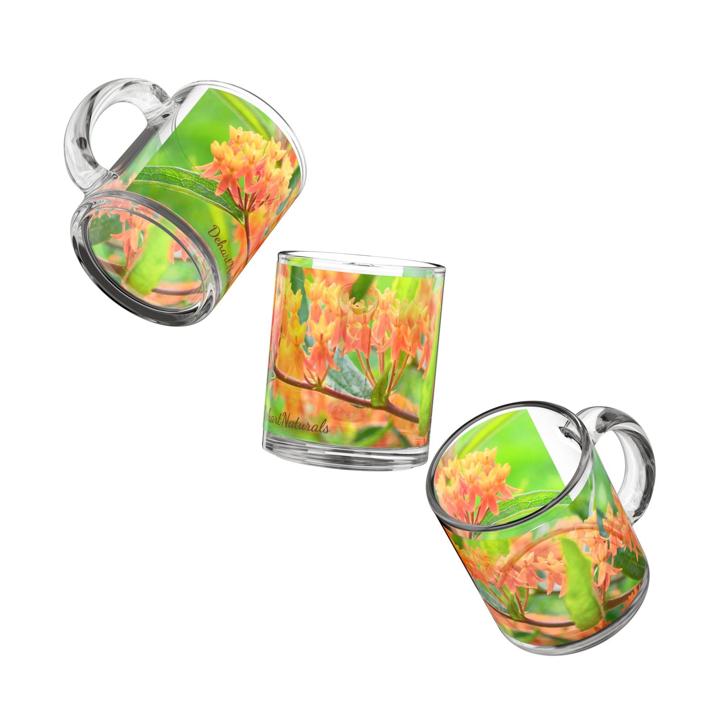 Butterfly Milkweed Glass Mug- In Bloom Collection - 10oz
